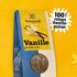 Sonnentor organic ground vanilla packaging with vanilla flower and vanilla pod, text: "100% pure vanilla powder"