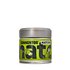 On the small tin can there is a green label with the black inscription "matcha". The preparation steps are shown with symbols in the letters.