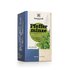 Photo of a pack of organic peppermint tea. On the package is a picture of peppermint leaves.