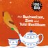 Illustration of Gingerbread Time tea ingredients with buckwheat, cinnamon and tulsi basil, 100 percent organic