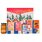 Sonnentor gift set with tea, spice, cookies and fruit spread in front of a winter-themed gift box