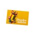 Pictured is a gift card. On the left side is a graphic of a girl carrying a gift. On the left it says thank you.